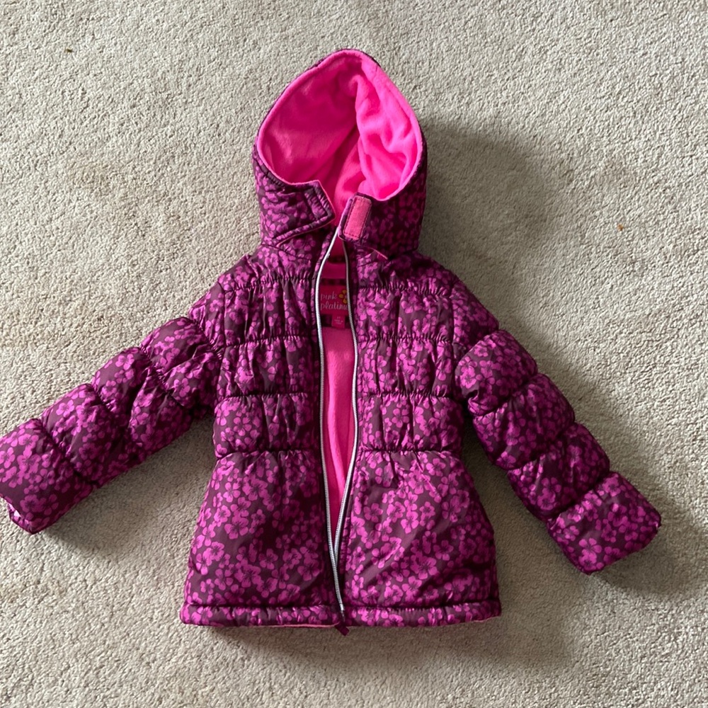 Pink puffer coat